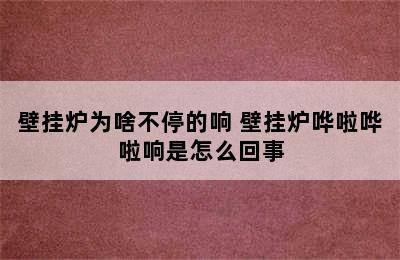 壁挂炉为啥不停的响 壁挂炉哗啦哗啦响是怎么回事